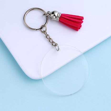 Fashion Round Tassel Arylic Injection Molding No Inlaid Key Chains's discount tags