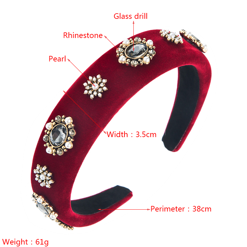 WomenS Vintage Style Geometric Synthetic Fibre Inlay Rhinestone Hair Bandpicture1