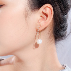 Women'S Elegant Fashion Geometric Alloy Earrings Inlay Artificial Rhinestones Artificial Pearls Earrings