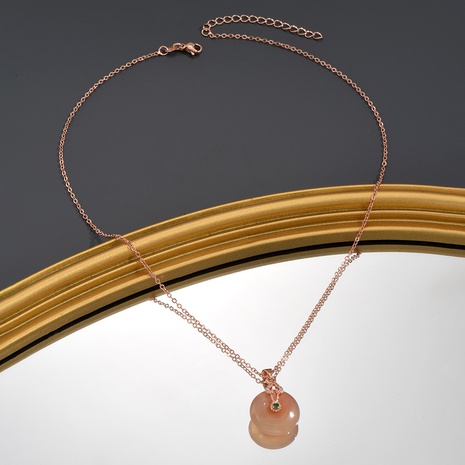 Mode Runden Kupfer Halskette Überzug Künstliche Edelsteine Kupfer Halsketten's discount tags