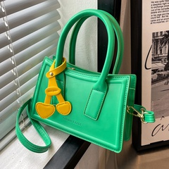 Women'S Fashion Solid Color Leather Pattern Soft Surface Square Zipper Handbag Crossbody Bag Square Bag Pu Leather Shoulder Bags