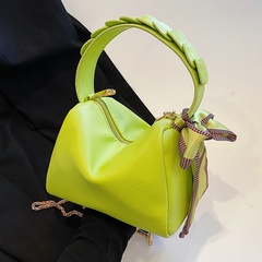 Women'S Fashion Solid Color Litchi Pattern Soft Surface Chain Pillow Shape Zipper Handbag Crossbody Bag Boston bag Pu Leather Shoulder Bags
