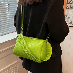 Women'S Fashion Plaid Solid Color Zipper Handbag Crossbody Bag Pu Leather Shoulder Bags