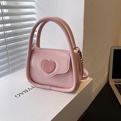 Women'S Basic Fashion Heart Shape Solid Color Chain Square Magnetic Buckle Handbag Crossbody Bag Pu Leather Shoulder Bags