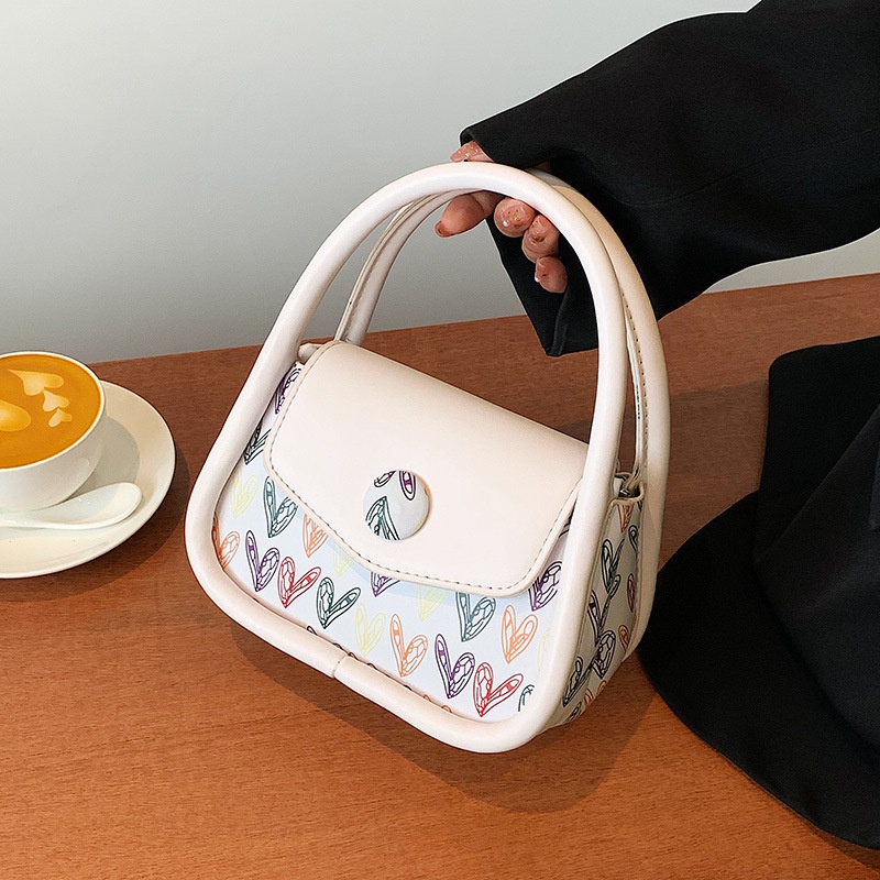 Frau Elegant Mode Herz Einfarbig Weiche Oberflche Quadrat Magnetschnalle Schultertasche Handtasche Quadratische Tasche PuLeder Handtaschen