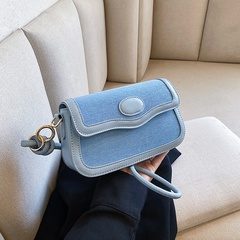 Women'S Elegant Fashion Solid Color Soft Surface Square Magnetic Buckle Shoulder Bag Square Bag Denim Shoulder Bags