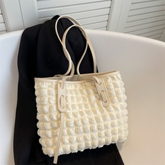 Women'S Basic Fashion Lattice Solid Color Soft Surface Square Zipper Shoulder Bag Tote Bag Nylon Shoulder Bags