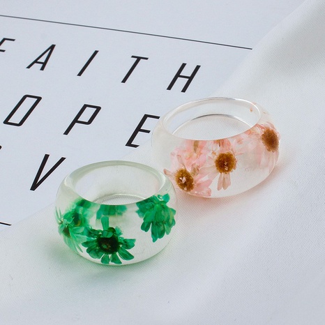 Women'S Sweet Simple Style Flower Synthetic Resin Printing No Inlaid Rings's discount tags