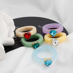 Women'S Fashion Heart Shape Arylic Synthetic Resin Rings Artificial Rhinestones Rings