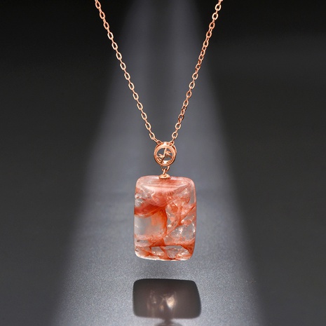 Fashion Square Copper Necklace Plating Natural Stone Copper Necklaces's discount tags