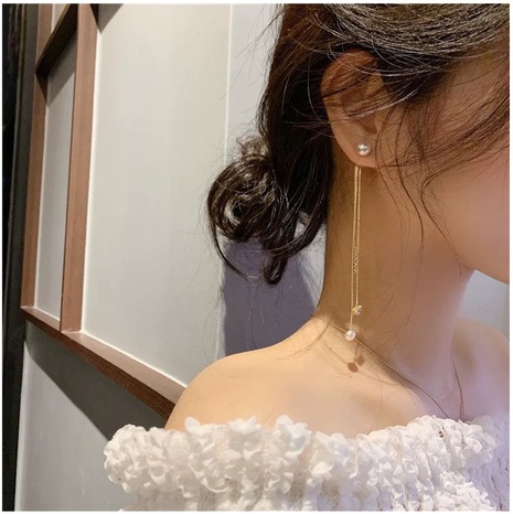 Sweet Tassel Inlaid Pearls Artificial Rhinestones Drop Earrings's discount tags
