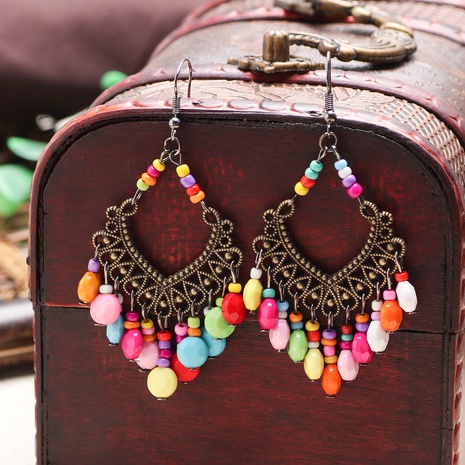 Ethnic Style Colorful Arylic Alloy Hollow Out No Inlaid Earrings's discount tags
