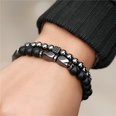 Fashion natural stone black frosted lava mixed crown long stretch bracelet setpicture16