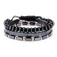 Fashion natural stone black frosted lava mixed crown long stretch bracelet setpicture17