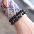 Fashion natural stone black frosted lava mixed crown long stretch bracelet setpicture13