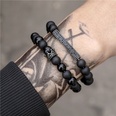 Fashion natural stone black frosted lava mixed crown long stretch bracelet setpicture25