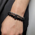 Fashion natural stone black frosted lava mixed crown long stretch bracelet setpicture27