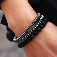 Fashion natural stone black frosted lava mixed crown long stretch bracelet setpicture32