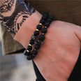 Fashion natural stone black frosted lava mixed crown long stretch bracelet setpicture26