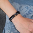 Fashion natural stone black frosted lava mixed crown long stretch bracelet setpicture29