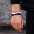 Fashion natural stone black frosted lava mixed crown long stretch bracelet setpicture18