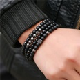 Fashion natural stone black frosted lava mixed crown long stretch bracelet setpicture20