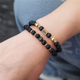 Fashion natural stone black frosted lava mixed crown long stretch bracelet setpicture30