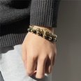 Fashion natural stone black frosted lava mixed crown long stretch bracelet setpicture33