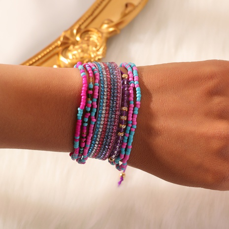 Neue stil Hand-Woven Perlen kontrast farbe dünne Armband 7 stück Set's discount tags