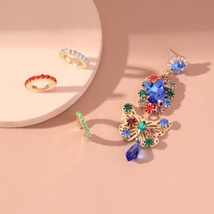 New style Creative Butterfly Inlaid Color Diamond Ear Clip Set