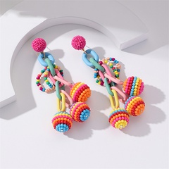New style Creative Candy Color color striped Ball Pendant Earrings