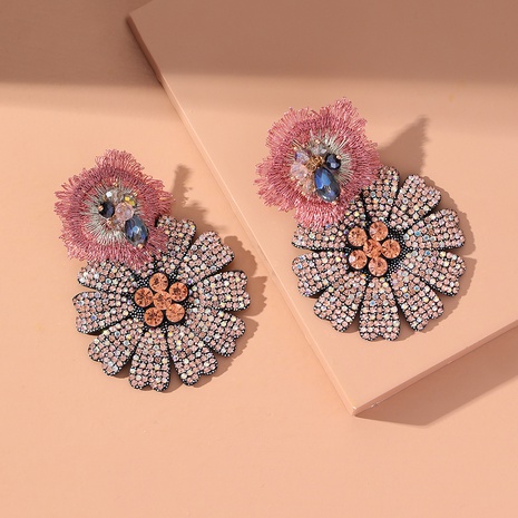 Pendientes colgantes de diamantes de imitación de flores de cristal de nuevo estilo de moda's discount tags
