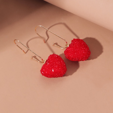 2022 New Style Three-Dimensional red heart pendant Earrings's discount tags