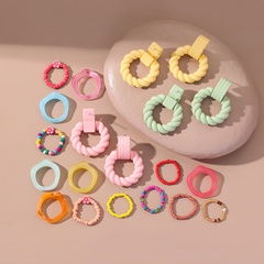 Mode neue stil candy farbe geometrische Ohrringe 3 pairs Ring 14 stück Set