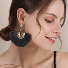 Fashion new style Gray fan-Shaped Handmade Tassel Earrings