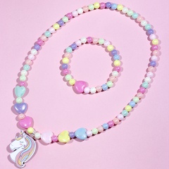 Einhorn decor Farbe Acryl Handmade Perlen Armband Halskette Set