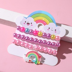 Bunte String Perlen Acryl Einfache Regenbogen Armband Set