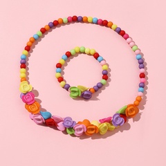 Handmade Acrylic Colorful Little Flower Bracelet and Necklace Set