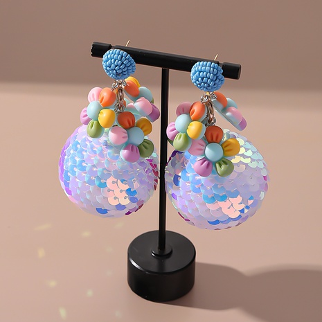 Nuevo estilo creativo flor lentejuelas bola pendientes colgantes's discount tags