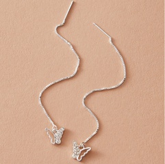 New Creative pendant Butterfly inlaid Zircon chain drop Earrings