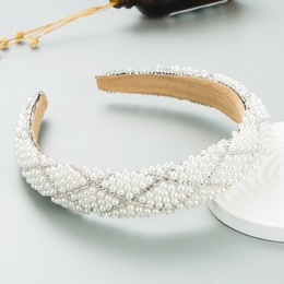 Fashion Retro Starry Pearl DiamondEmbedded Fabric Headband WideBrimmedpicture8