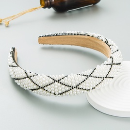 Fashion Retro Starry Pearl DiamondEmbedded Fabric Headband WideBrimmedpicture10