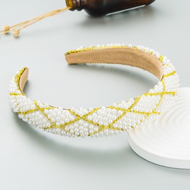 Fashion Retro Starry Pearl DiamondEmbedded Fabric Headband WideBrimmedpicture14