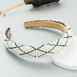 Fashion Retro Starry Pearl DiamondEmbedded Fabric Headband WideBrimmedpicture12