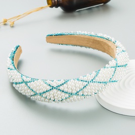 Fashion Retro Starry Pearl DiamondEmbedded Fabric Headband WideBrimmedpicture13
