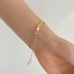 Fashion Elegant Imitation Pearl Stitching Chain Women's Bracelet