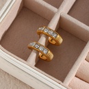 Mode Intarsien Zirkon Schmuck Edelstahl Vergoldet 18K Gold Halb Ring Platz Diamant Ohrringpicture10