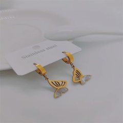 Mode Neue Titan Stahl Vergoldet 18K Gold Schmetterling Weiß Ohrringe