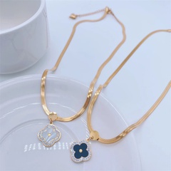 Fashion New Titanium Steel 18K Gold Plating Simple Clover Flower Pendant Necklace