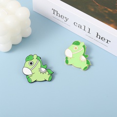 New Creative Epidemic Prevention Badge Keep Green Horse Cartoon Alloy Dripping Brooch